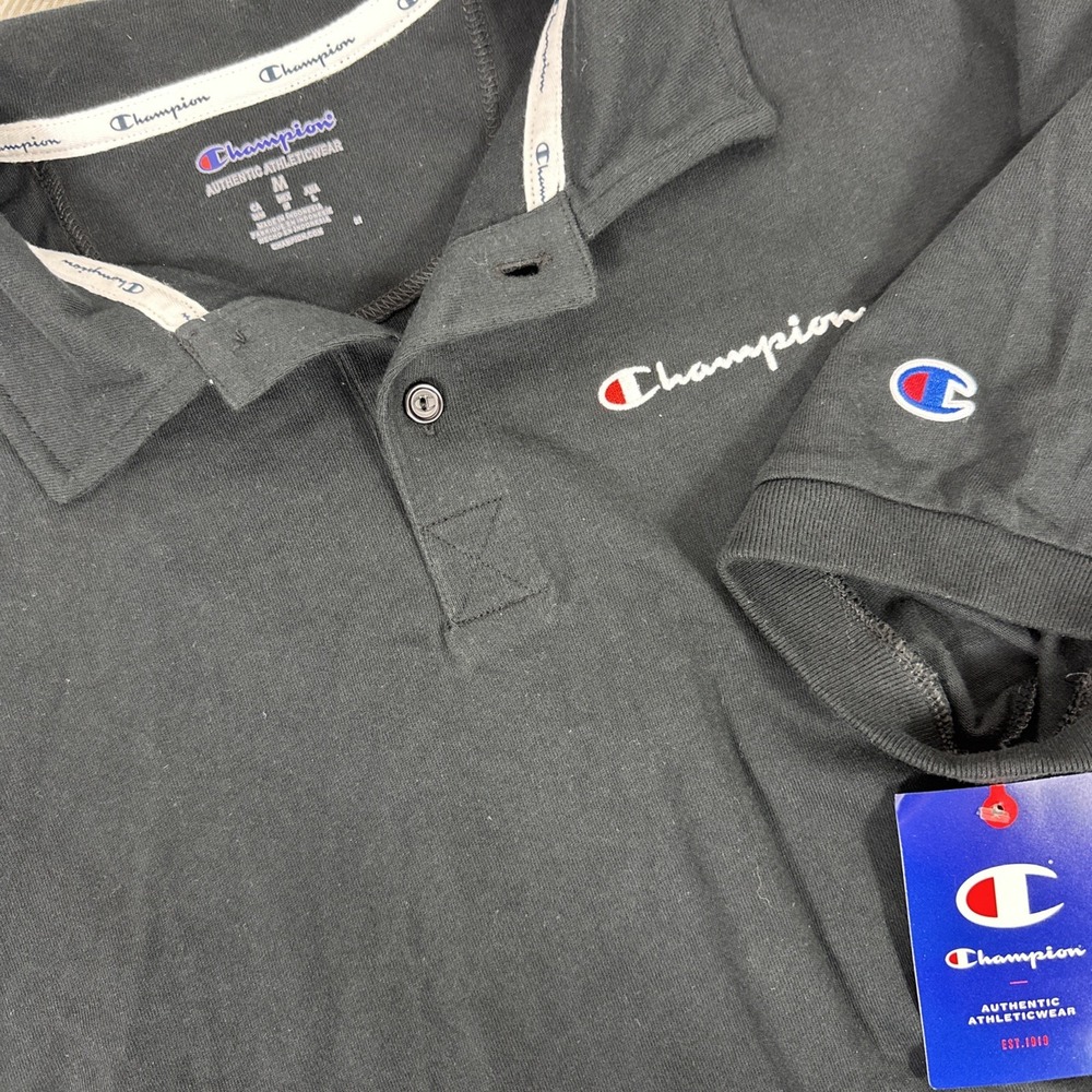 NWT‎ Champion Womens Medium Polo Shirt Crop Top Black Y2K Preppy